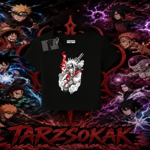 Jiraiya Naruto Anime Karakteri Kadın Baby Tee Beyaz