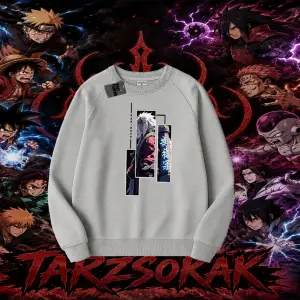 Jiraiya Naruto Anime Karakteri Oversize Unisex Bisiklet Yaka Sweatshirt Beyaz