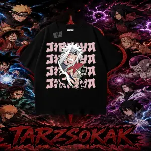 Jiraiya Naruto Anime Karakteri Oversize Unisex Tişört Beyaz