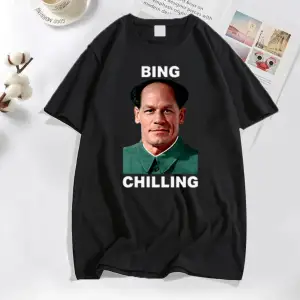 John Xina Bing Chilling John Cena Vintage T Shirt erkekler siyah pamuk günlük T-shirt yaz kıs 2941
