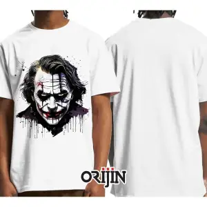 Joker Face Baskılı Unisex Beyaz
