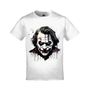 Joker Face Baskılı Unisex Beyaz