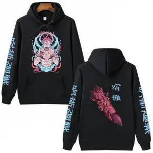 Jujutsu Kaisen Ryomen Sukuna Kapşonlu Hoodie 14589 Siyah