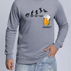 Jumping Into The Beer Friday Evolution Baskılı Üstler Erkek Yumuşak Trendy Kazak Sıcak Kalınl