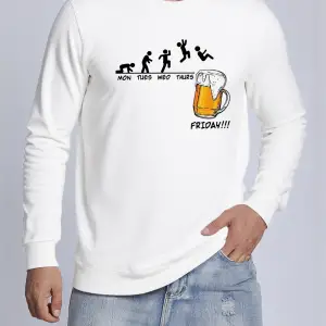 Jumping Into The Beer Friday Evolution Baskılı Üstler Erkek Yumuşak Trendy Kazak Sıcak Kalınl