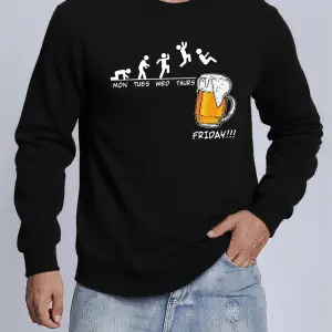 Jumping Into The Beer Friday Evolution Baskılı Üstler Erkek Yumuşak Trendy Kazak Sıcak Kalınl