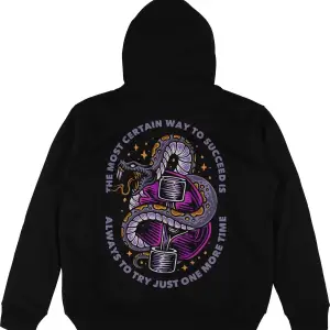 Just Try Siyah Oversize Unisex Kapüşonlu Sweatshirt Hoodie