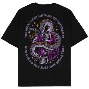 Just Try Siyah Oversize Unisex T-shirt