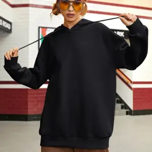 Kadın Aestheticism Baskılı Kapüşonlu Sweatshirt Siyah