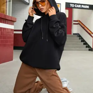 Kadın Aestheticism Baskılı Kapüşonlu Sweatshirt Siyah