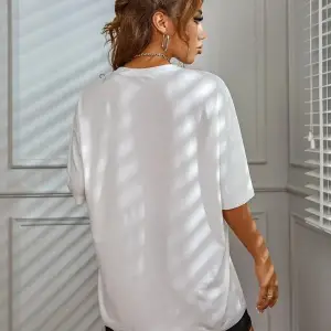 Kadın Beyaz Houston Baskılı Oversize T-shirt