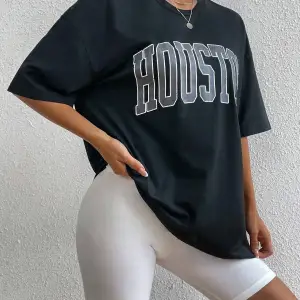 Kadın Beyaz Houston Baskılı Oversize T-shirt