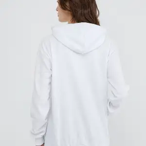 Kadın Beyaz Kapüşonlu Kanguru Cep Sweatshirt