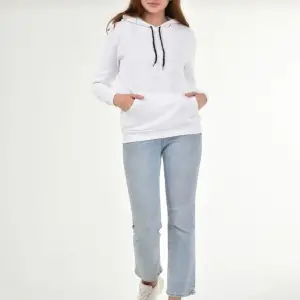 Kadın Beyaz Kapüşonlu Sweatshirt