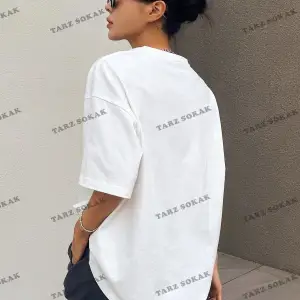 Kadın Beyaz Keep Going Baskılı Oversize