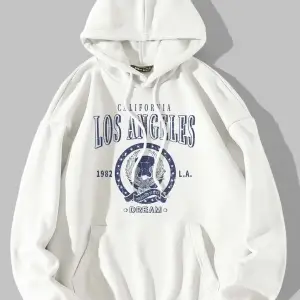 Kadın Beyaz Los Angeles Baskılı Kapüşonlu Sweatshirt