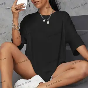 Kadın Beyaz Love Yourself Baskılı Oversize