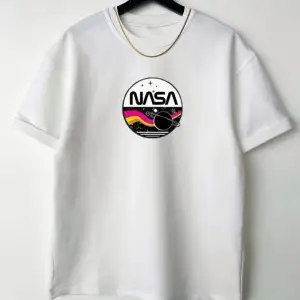 Kadın Beyaz Nasa Oversize Bisiklet Yaka Tshirt
