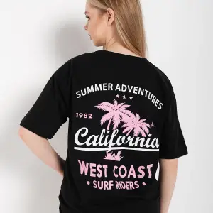 Kadın Beyaz Oversize California Baskılı T-shirt