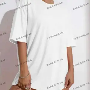 Kadın Beyaz Wish Happy Everyday Baskılı Oversize