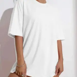 Kadın Beyaz Wish Happy Everyday Baskılı Oversize T-shirt