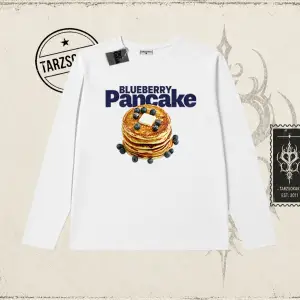 Kadın Blueberry Pancake Biskilet Yaka  Long Sleeve Beyaz