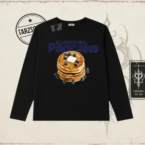 Kadın Blueberry Pancake Biskilet Yaka  Long Sleeve Beyaz
