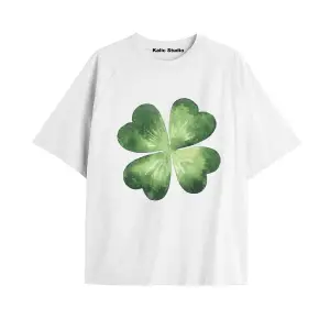 Kadın Çiçek  Özel Baskılı Renkli Oversize Penye Pamuklu Bisiklet Yaka T-Shirt