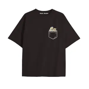 Kadın Çiçek  Özel Baskılı Renkli Oversize Penye Pamuklu Bisiklet Yaka T-Shirt