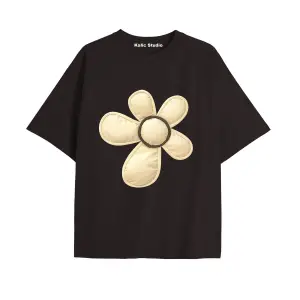 Kadın Çiçek  Özel Baskılı Renkli Oversize Penye Pamuklu Bisiklet Yaka T-Shirt