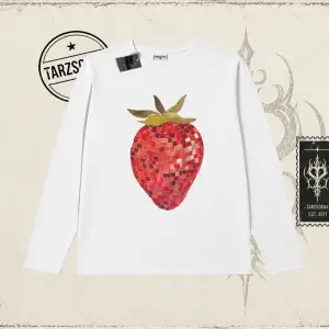 Kadın Çilek Disco Biskilet Yaka  Long Sleeve Beyaz