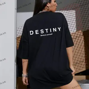 Kadın Destiny Baskılı Oversize Penye T-shirt