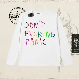 Kadın Dont Fcking Panic Biskilet Yaka  Long Sleeve Beyaz
