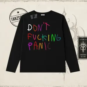 Kadın Dont Fcking Panic Biskilet Yaka  Long Sleeve Beyaz