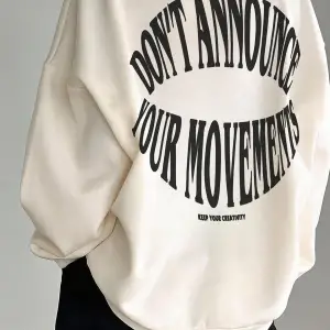 Kadın Ekru Dont Announce Baskılı 3 iplik Şardonlu Kapüşonlu Oversize Salaş Bol Ke Beyaz