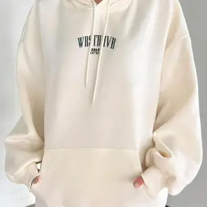 Kadın Ekru Dont Announce Baskılı 3 iplik Şardonlu Kapüşonlu Oversize Salaş Bol Ke Beyaz