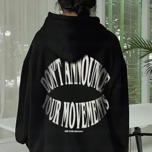 Kadın Ekru Dont Announce Baskılı 3 iplik Şardonlu Kapüşonlu Oversize Salaş Bol Ke Beyaz