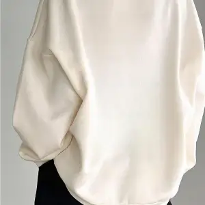 Kadın Ekru Düz Kapüşonlu Oversize 3 iplik Şardonlu Salaş Bol Kesim Hoodie Sweatsh Beyaz