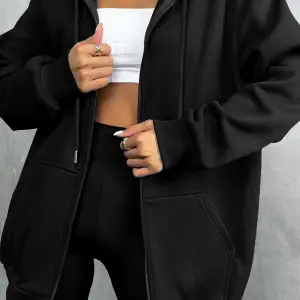 Kadin Ekru Kapüşonlu Fermuarlı 3 Üç Iplik Polar Kanguru Oversize Salaş Sweatshirt Beyaz