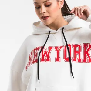 Kadın Ekru Renk Baskı Detaylı Oversize Sweatshirt Cy84191 Beyaz