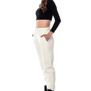 Kadın Ekru Renk Elastik Paça Örme Jogger Eşofman Altı Cy84200
