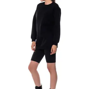 Kadın Ekru Renk Uzun Kesim Basic Örme Sweatshirt Cy84197 Beyaz