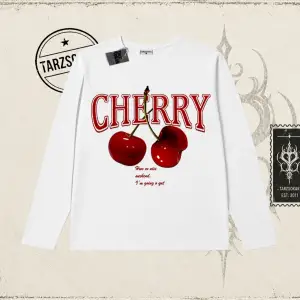 Kadın Have a Nice Weekend Cherry Biskilet Yaka  Long Sleeve Beyaz