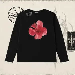 Kadın Hibiscus Biskilet Yaka  Long Sleeve Beyaz