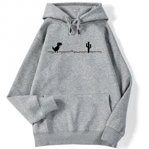 Kadın Hoodies mozaik oyunu kaktüs küçük dinozor baskı kazak Strecth uzun kollu rahat Casual S