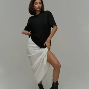 Kadın Kısa Kollu Penye Bisiklet Yaka Oversıze Rahat