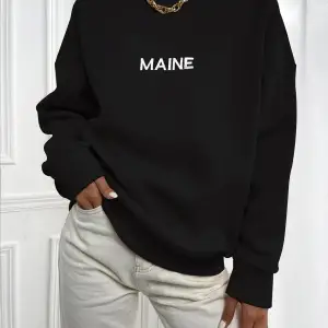 Kadın Maın Baskılı Oversize Bisiklet Yaka Sweatshirt Siyah