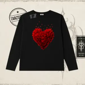 Kadın Minik Kalp Biskilet Yaka  Long Sleeve Beyaz