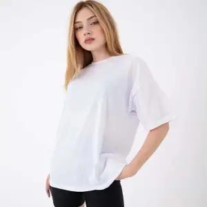 Kadın Oversize Kısa Kollu Bisiklet Yaka