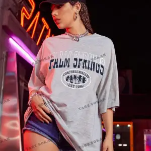 Kadın Palm Springs Siyah Baskılı Oversize